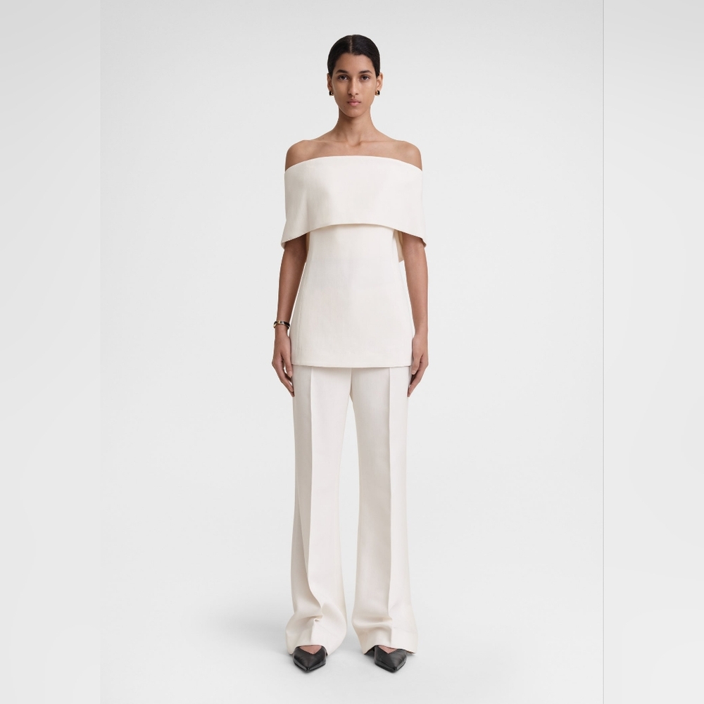 TOTEME Off Shoulder Structured Crepe Evening Top In Macademia US 4 EU 36 Org$800